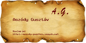 Aszódy Gusztáv névjegykártya
