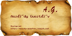 Aszódy Gusztáv névjegykártya